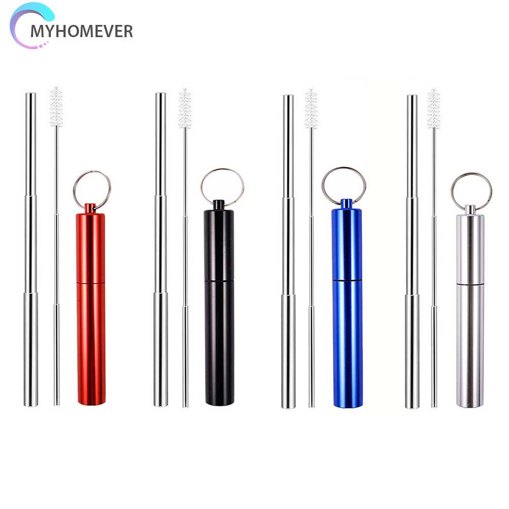 Bộ 3 Ống Hút Thép Không Gỉ Có Thể Tái Sử Dụng Kèm Cọ Vệ Sinh