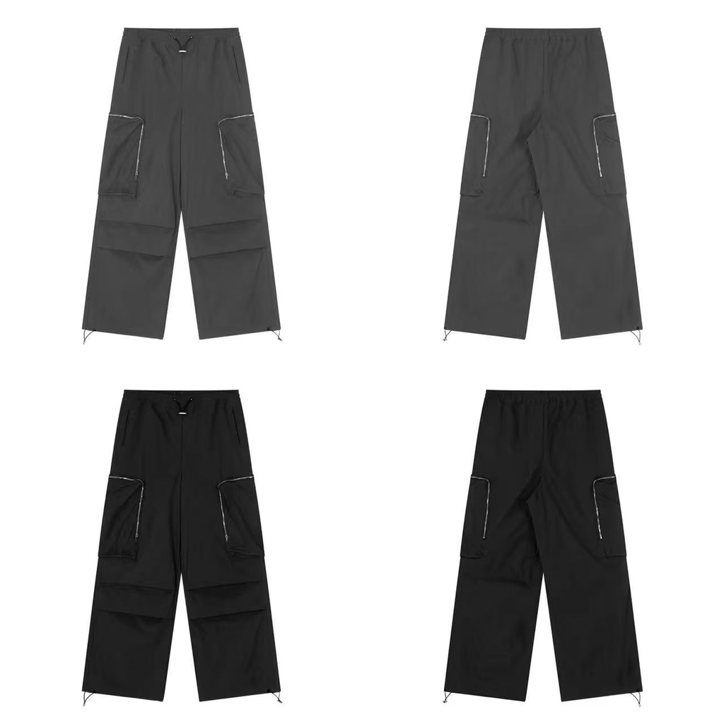 Quần Dài Ống Rộng Phối Túi Lớn Phong Cách Retro hiphop Mỹ