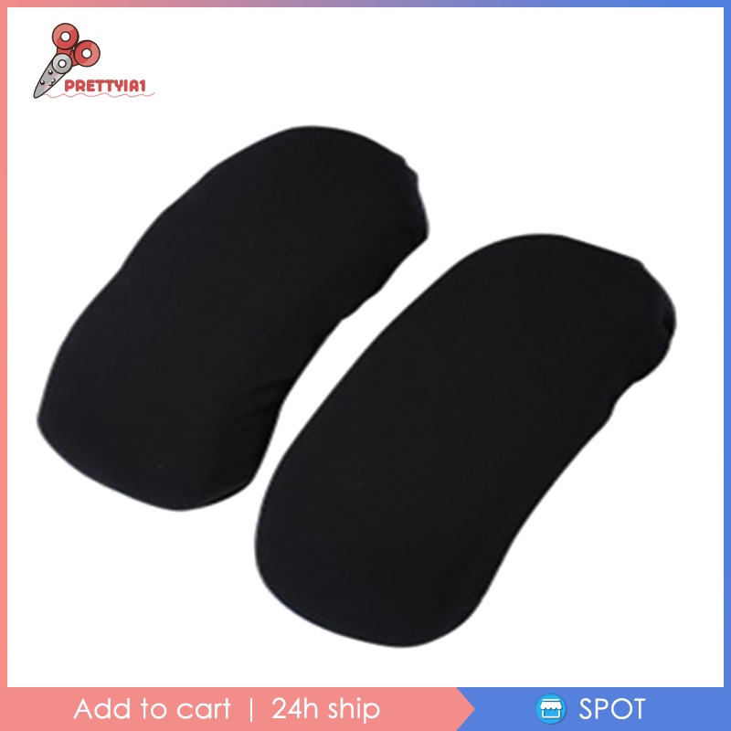 1 [Prettyia] 2 Miếng Bọc Tay Vịn Ghế Ngồi Bằng Polyester Màu Đen