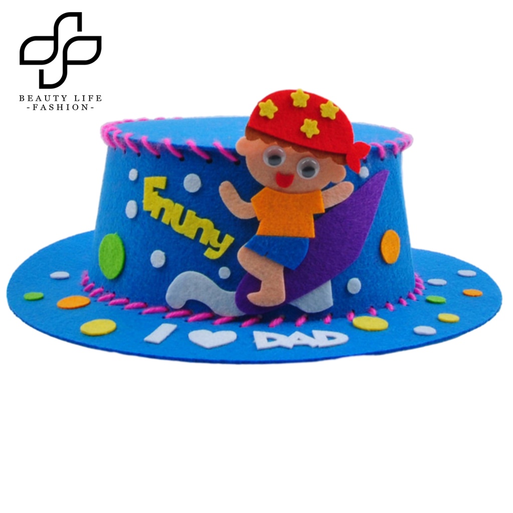 Beautylifefashion Bộ Nón Vải Không Dệt Màu Trơn In Chữ Hoạt Hình Vui Nhộn Cho Bé Làm Quà Tặng Ngày Của Cha