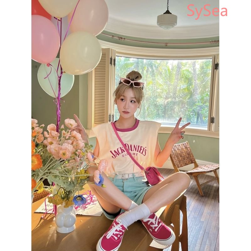 Áo Sát Nách Cổ Tròn In Chữ Thời Trang Mùa Hè Cho Nữ