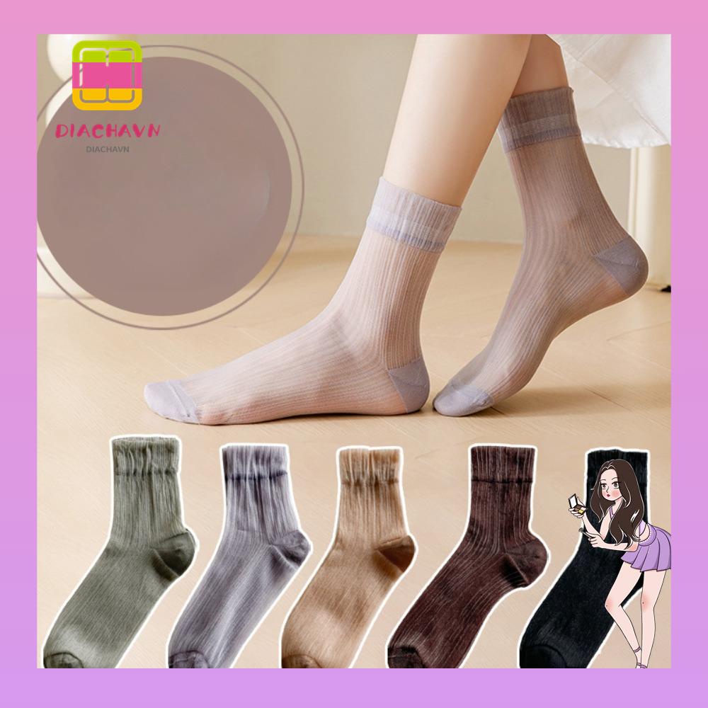 Set 5 Đôi Vớ Ren Nhẹ Nhàng Trong Suốt Thời Trang Mùa Hè Cho Nữ