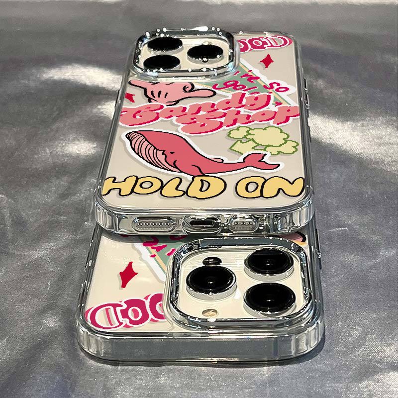 ✅Ốp Điện Thoại Dẻo Màu Hồng In Họa Tiết Cá Voi Đơn Giản Chống Sốc Cho Apple Iphone 14Promax 12 11 / Plus 13 87