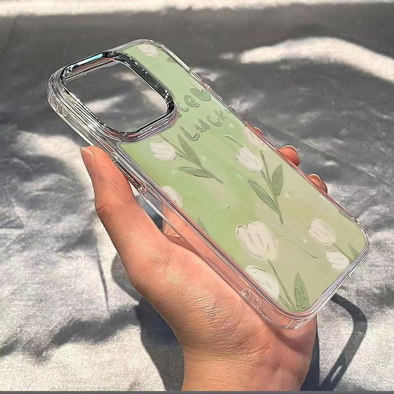 ✅Ốp Điện Thoại Mềm Chống Sốc Họa Tiết Hoa Tulip Cho Iphone 13 11 14Pro 8 7 12 Uitra7