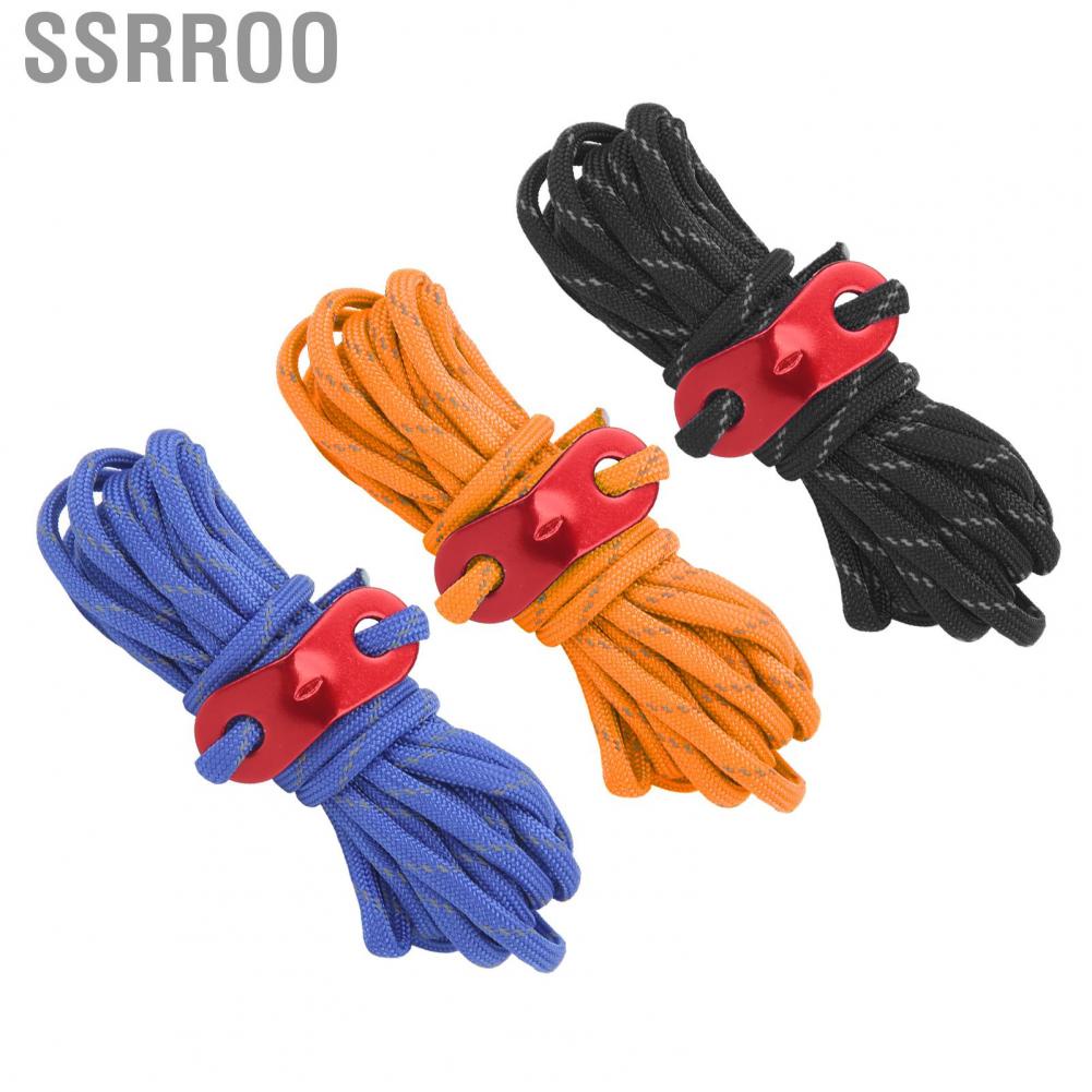 Ssrroo Camping Rope  Vibrant Colors Sturdy Reusable Windproof Reflective Guyline Tent Rope Polyester Silk  for Camping