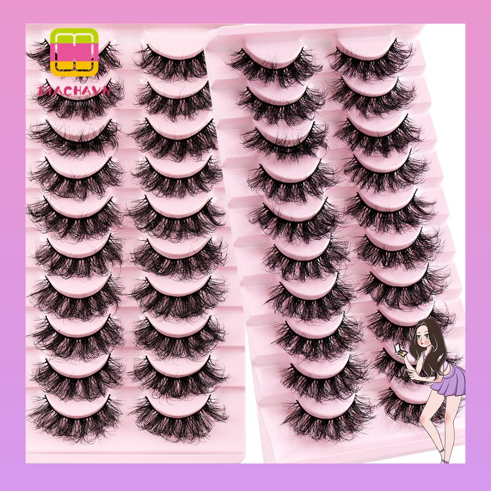 Set 10 Cặp Lông Mi Giả Nhiều Lớp Dài Tự Nhiên Thời Trang Cho Nữ
