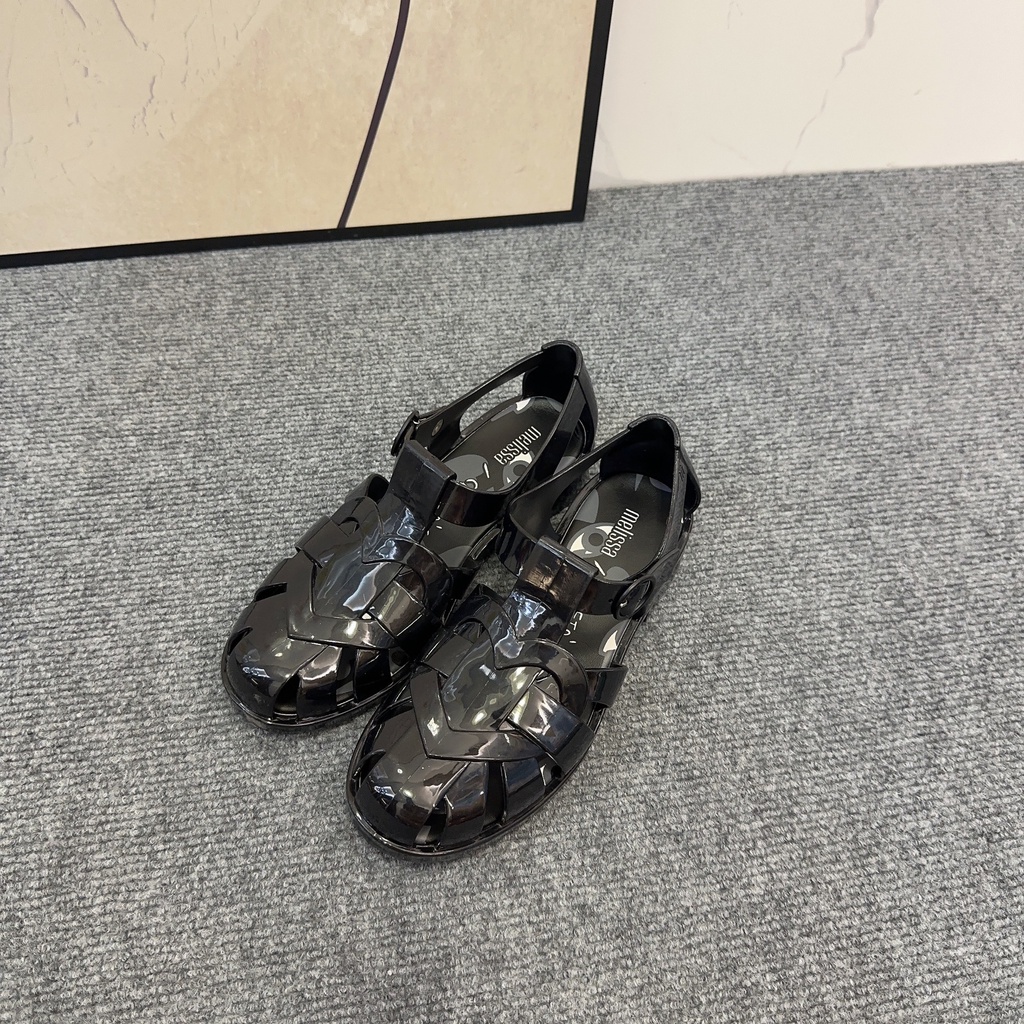 Sandal Cao Gót Bít Mũi Dệt Kim Phong Cách Retro Roman Mới 2023 Cho Nữ Đi Biển