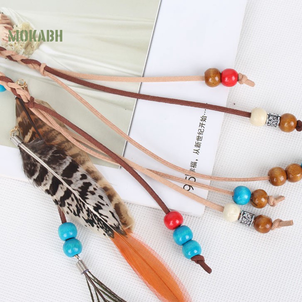 Băng Đô Bện Dây Giả Da Đính Hạt Phong Cách Boho Cổ Điển