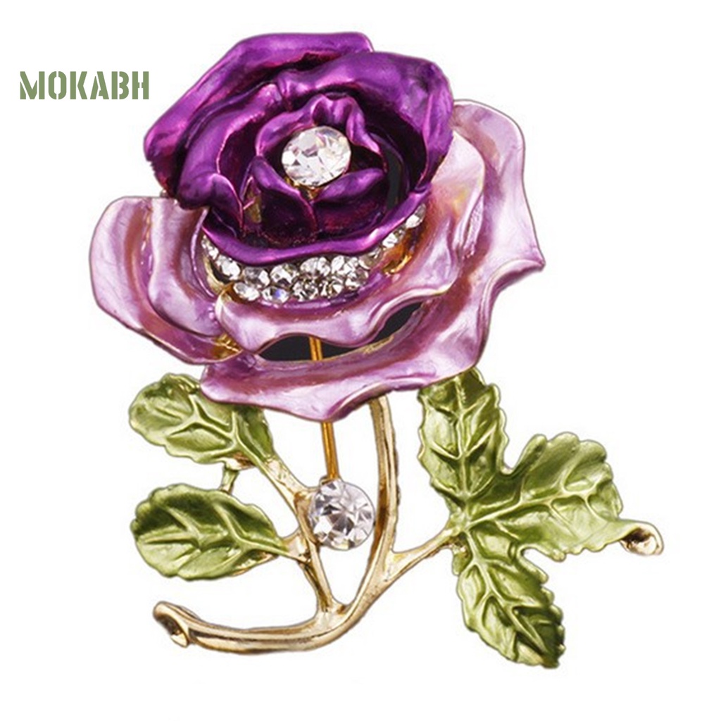 Ghim Cài Áo Hình Hoa Hồng Đính Đá Phong Cách Vintage Thời Trang Cho Nữ
