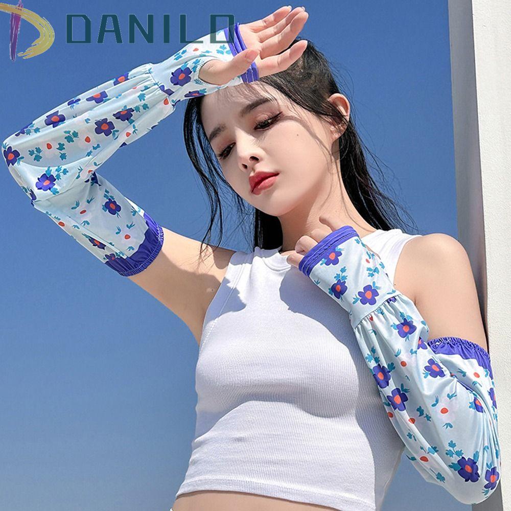 Găng Cánh Tay Chống Nắng Tia UV Co Giãn Thoáng Khí In Họa Tiết Hoa Dành Cho Nữ