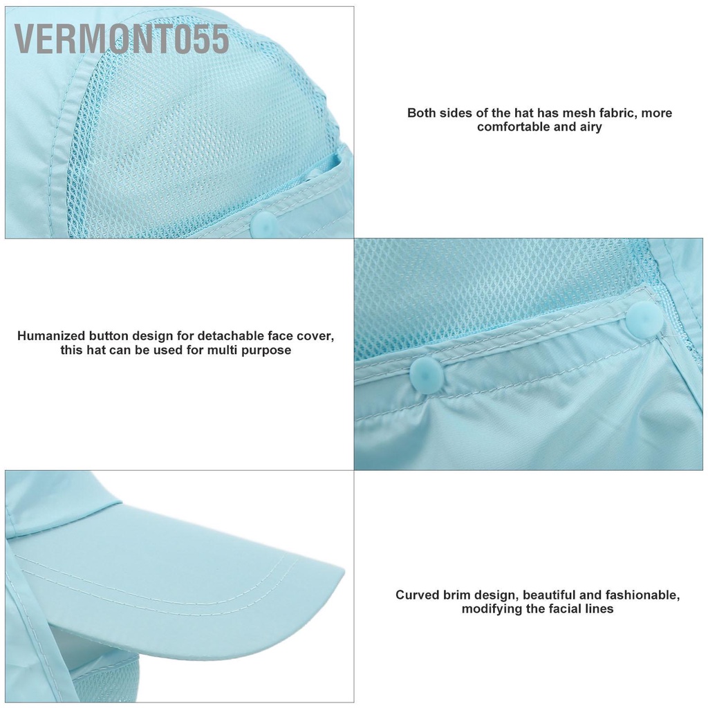 Vermont055 Mũ Chống Nắng Gió Cát Có Tấm Che Cổ Cho Câu Cá Ngoài Trời Đi Bộ Đường Dài Cắm Trại