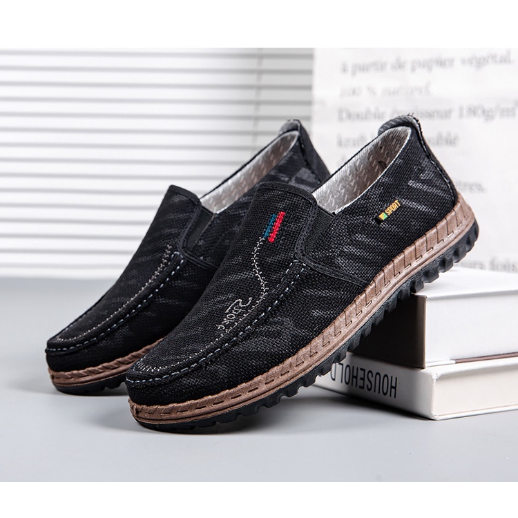 Giày Lười Vải Nam, Thoáng Khí, Đế Mềm, Chống Trơn Trượt G200