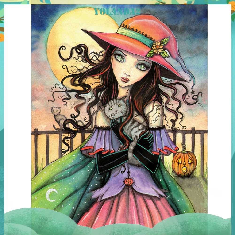 Tranh Đính Đá Kim Cương Toàn Bộ 5D DIY Hình Vẽ Cô Gái Gothic Trang Trí Nhà Cửa