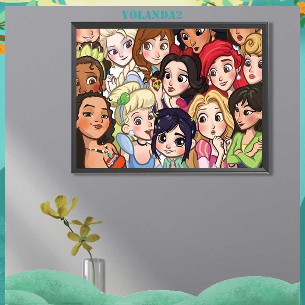 Bộ Tranh Đính Đá 5D Họa Tiết Công Chúa Hoạt Hình Độc Đáo DIY Dùng Trang Trí Nhà Cửa