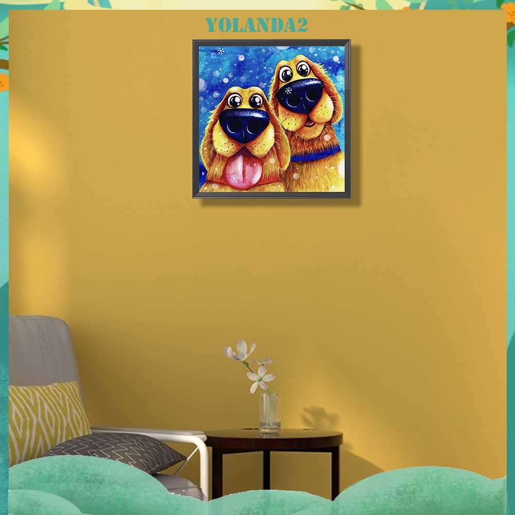 Tranh Đính Đá Kim Cương Toàn Bộ 5D DIY Hình Vẽ Chó Trang Trí Nhà Cửa