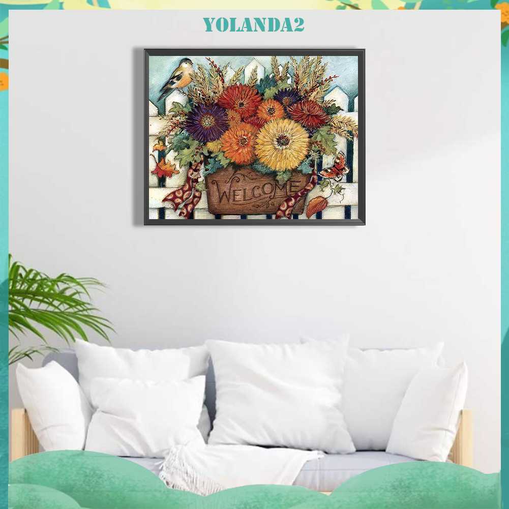 Tranh Đính Đá Kim Cương Toàn Bộ 5D DIY Hình Vẽ Hoa Trang Trí Nhà Cửa