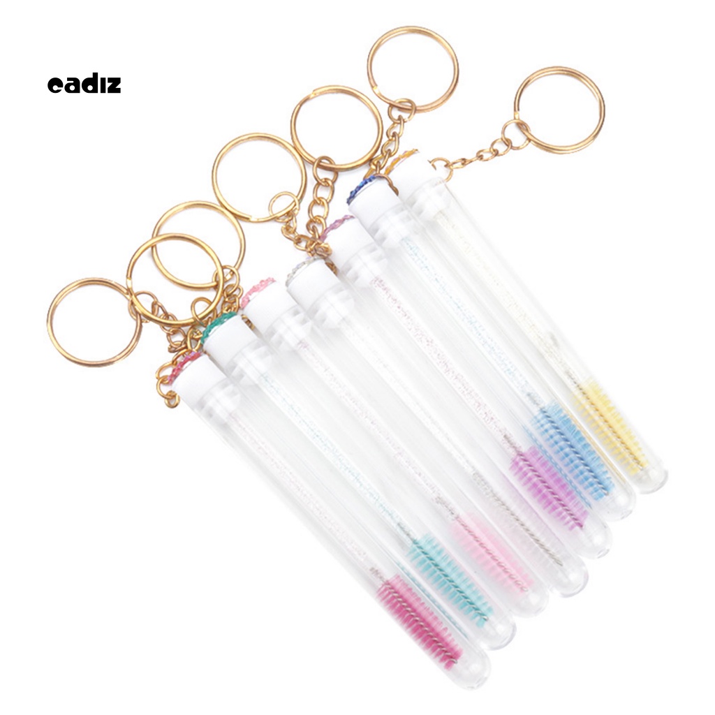 Set 10 Cọ Chuốt Lông Mi Thiết Kế Vỏ Pha Lê Có Thể Thay Thế Kèm Móc Khóa Màu Vàng