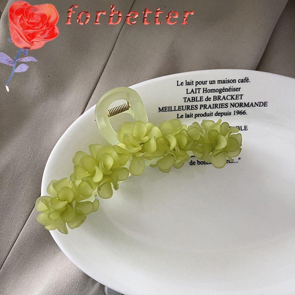 Kẹp Tóc Càng Cua Họa Tiết Hoa Màu Xanh Lá Phong Cách Pháp Cổ Điển Thời Trang Cho Nữ