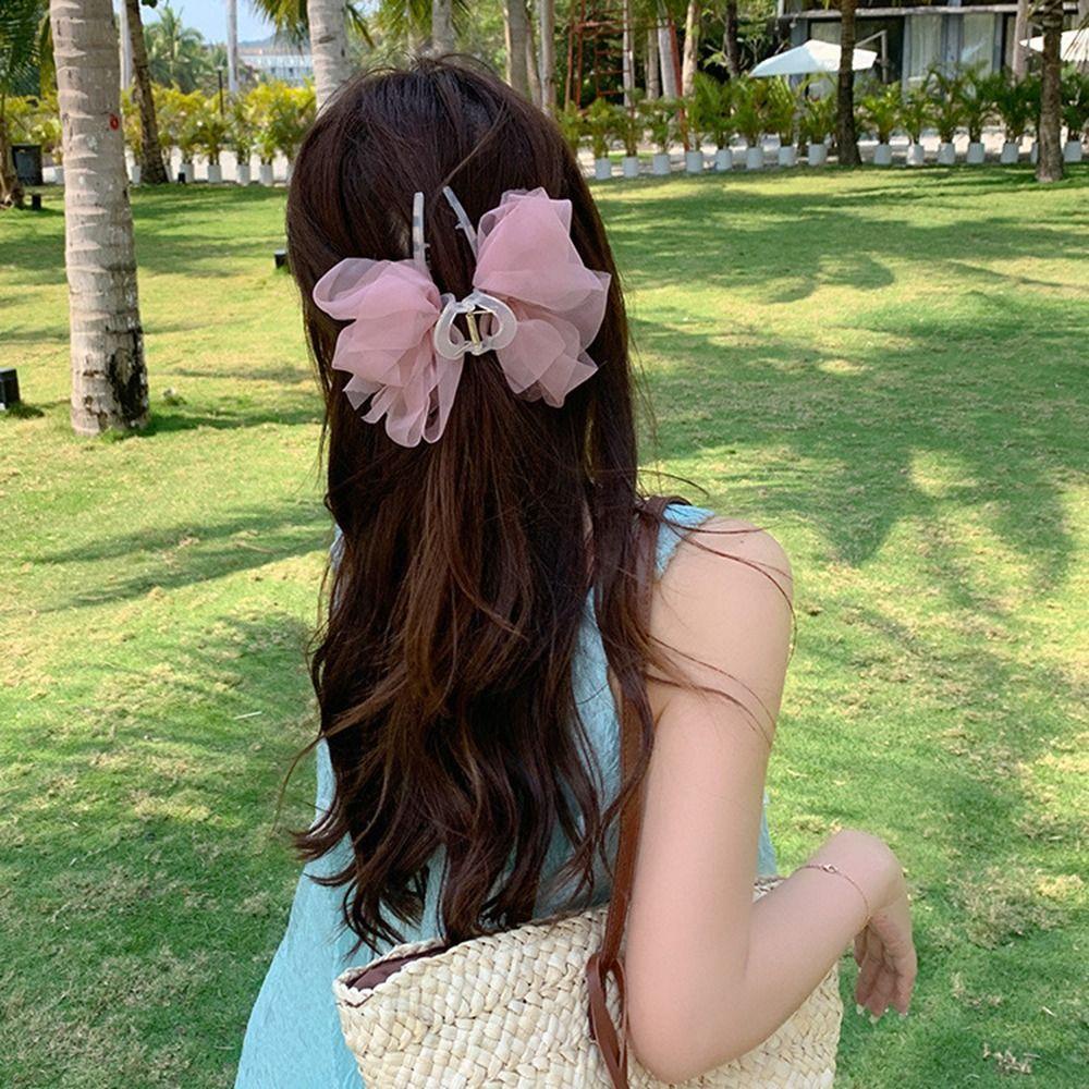 Kẹp Tóc Nơ Bằng Nhựa Dễ Thương Phong Cách Hàn Quốc
