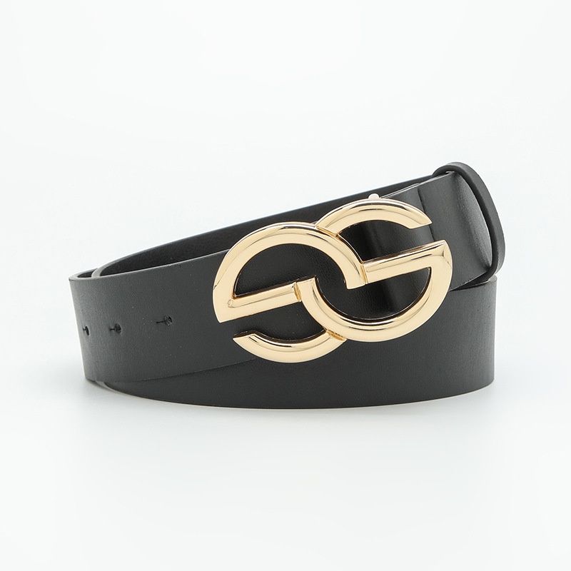 Thắt Lưng Denim Khóa Kim Loại Chữ G Đôi Thời Trang Giản Dị Mới Cho Nữ