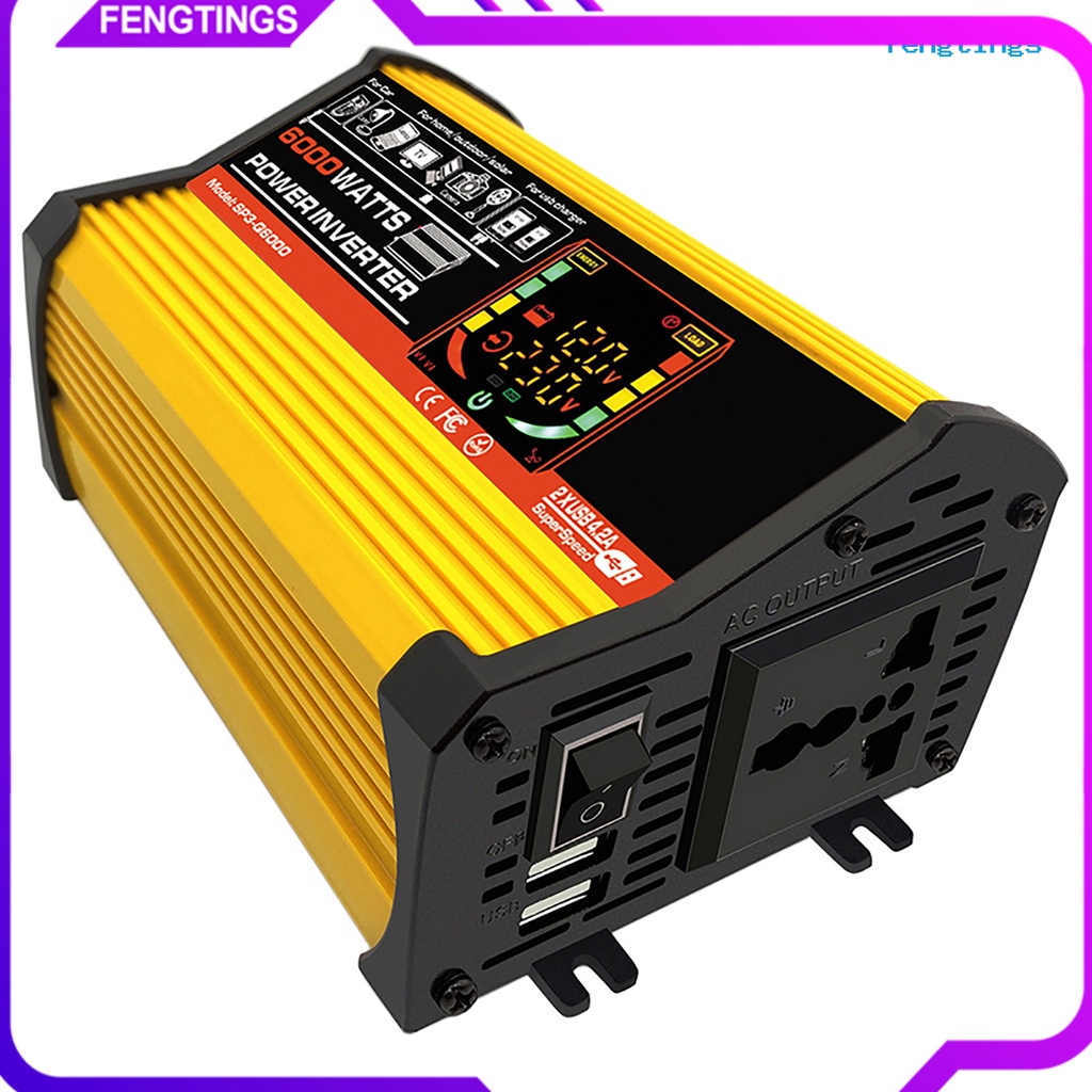 Bộ Chuyển Đổi Nguồn Điện 6000W DC12V Sang AC220V / 110V Màn Hình LCD Thông Minh Cho Xe Hơi