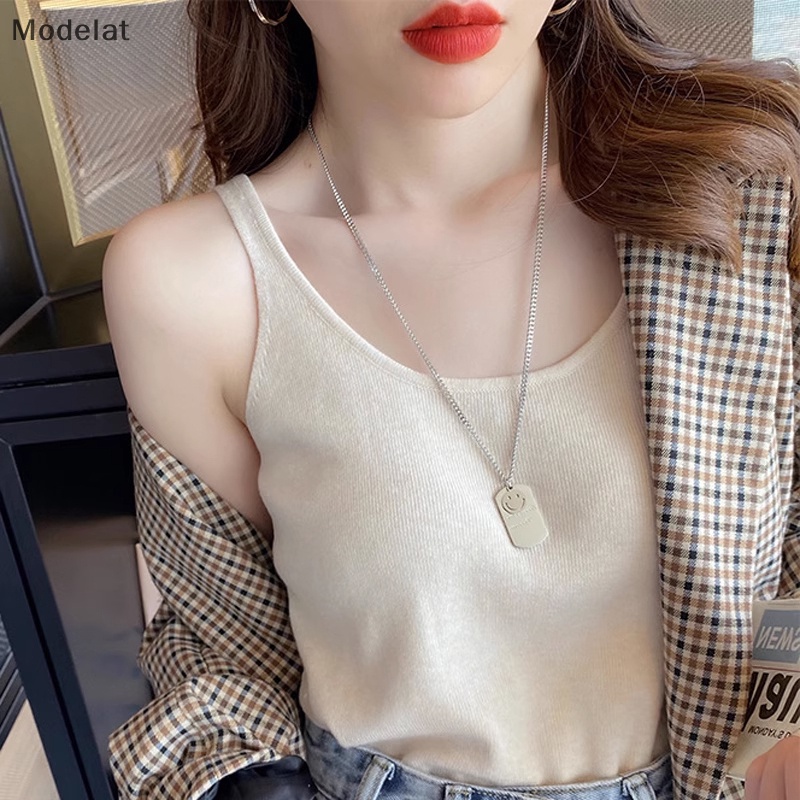 Áo Dệt Kim Sát Nách Dáng Rộng Màu Trơn Thời Trang Mùa Hè Cho Nữ