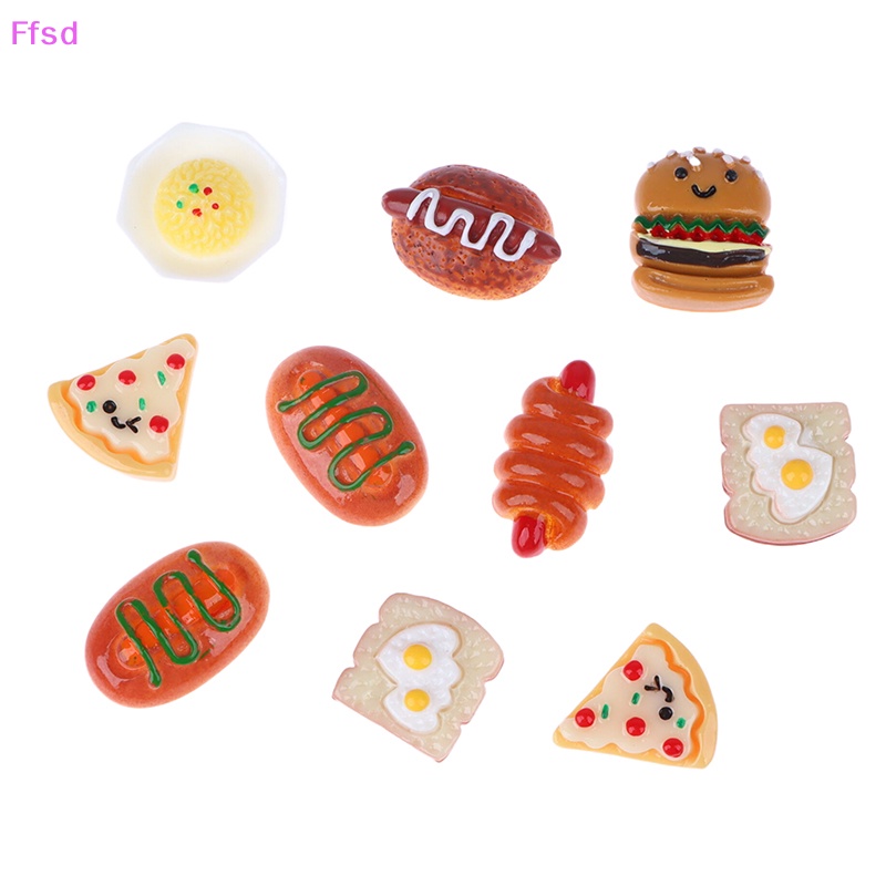 {Ffsd} Set 10 Mô Hình Bánh Pizza Hamburger Mini Bằng Nhựa Resin Thủ Công DIY Trang Trí Sổ Lưu Niệm * Bán Chạy
