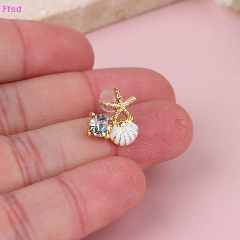 {Ffsd} 1 Đôi Bông Tai Hợp Kim Đơn Giản Hình Sao Biển Đính Ngọc Trai Zircon * Hàng Bán Chạy