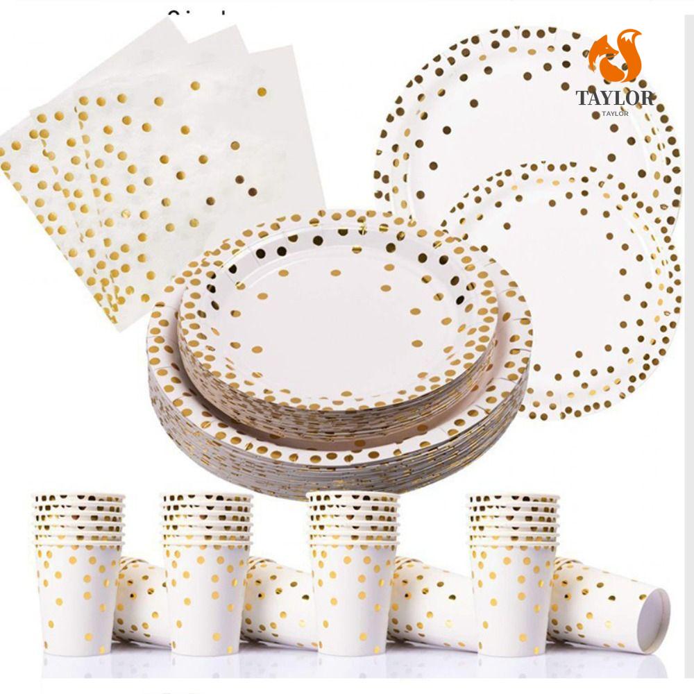 Bộ Dụng Cụ Ăn Uống Bằng Giấy Màu Trắng Xanh Dương Trang Trí Nhà Cửa TAYLOR1