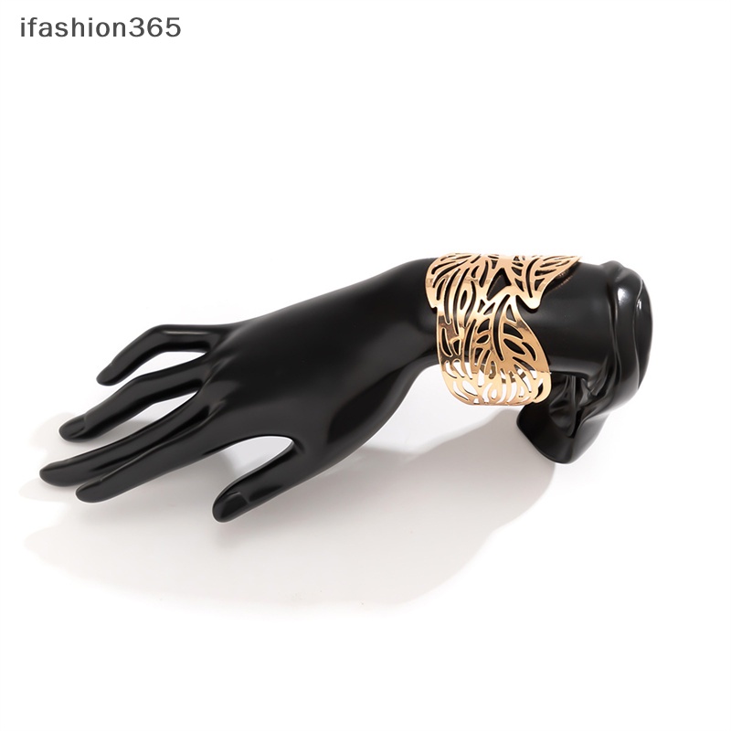 Vòng Đeo Tay Kim Loại Dạng Hở Hình Hoa Lá Thời Trang Cho Nữ ifashion365