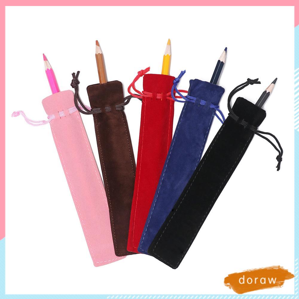 Set 5 Túi Đựng Bút Bằng Vải Nhung Đơn Giản Giá Đỡ