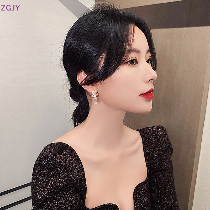 1 Đôi Bông Tai Hình Mặt Trăng Và Ngôi Sao Phong Cách Âu Mỹ Thời Trang Mới