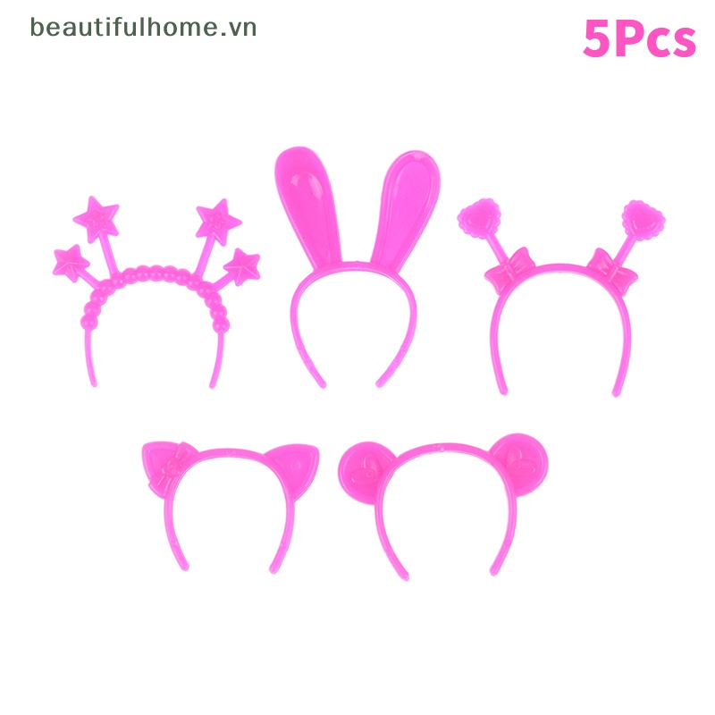 Set 5 Băng Đô Tai Thỏ / Mèo / Gấu Mini 30cm Cho Búp Bê