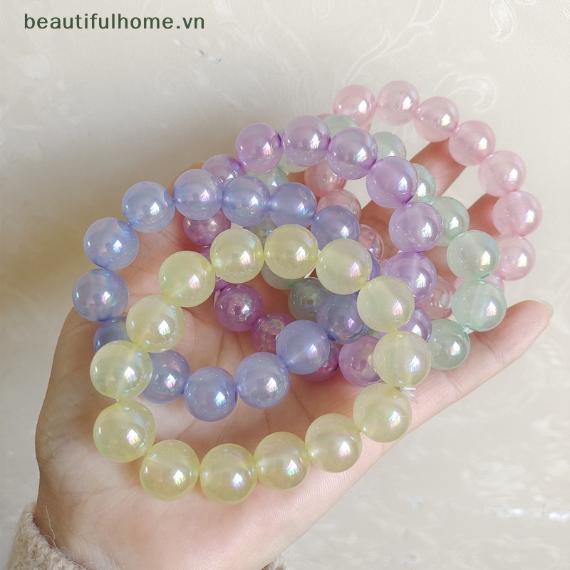 [beautifulhome] Vòng Tay Chuỗi Hạt Nhiều Màu Sắc Gradient Xanh Lam Hồng Thủ Công Làm Quà Tặng Cho Cặp Đôi [beauty