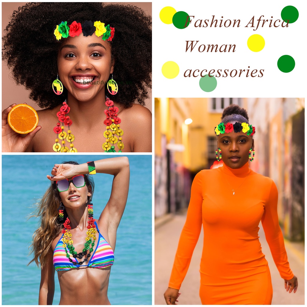 Bộ Trang Sức 9 Món Gồm Vòng cổ / Bông Tai / Vòng Tay Chuỗi Hạt Nhiều Màu Cho Nữ