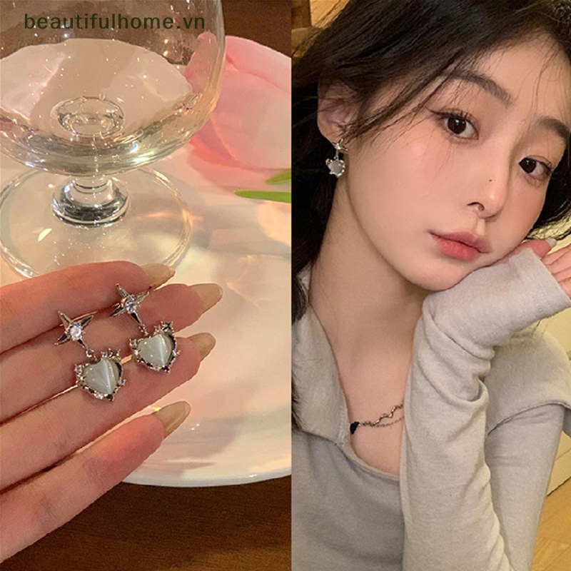 [beautifulhome] Bông Tai Đá Mắt Mèo Ngọt Ngào Thời Trang Hàn Quốc [beauty]