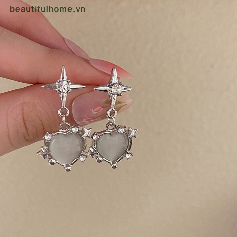 [beautifulhome] Bông Tai Đá Mắt Mèo Ngọt Ngào Thời Trang Hàn Quốc [beauty]