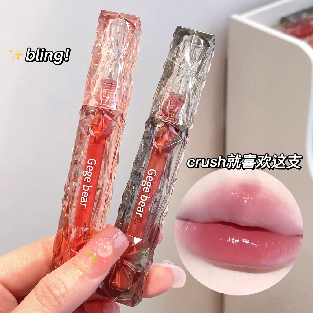 Son bóng  Kem Lì Gege Bear lip glaze dưỡng ẩm hiệu ứng tráng gương cao cấp