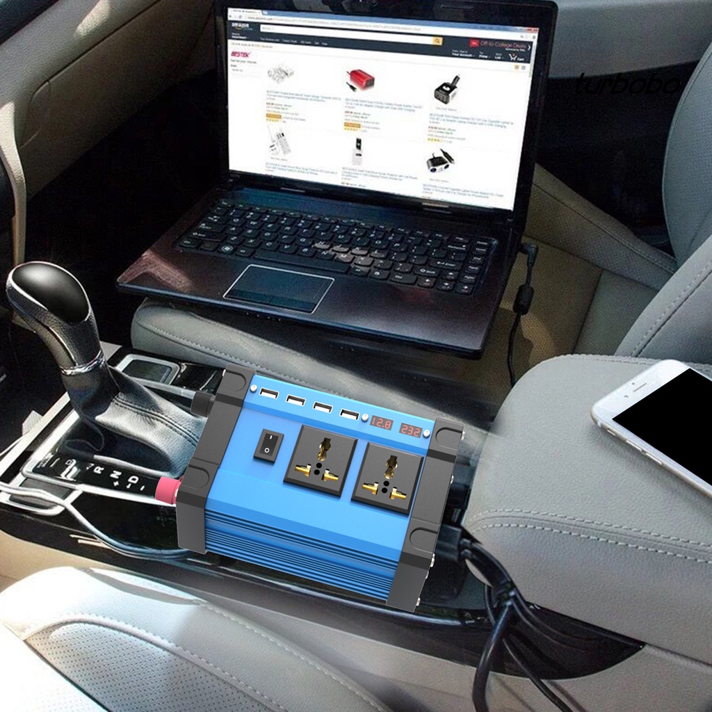 Bộ Chuyển Đổi Nguồn Điện USB 12V 300W Thông Dụng Với Màn Hình Hiển Thị Điện Áp Cho Xe Hơi Xe Tải TV Laptop