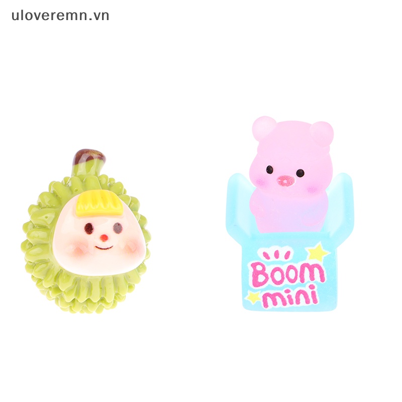 Set 2 Móc Khóa Nhựa Resin Hình Hoạt Hình 3D Phát Sáng DIY