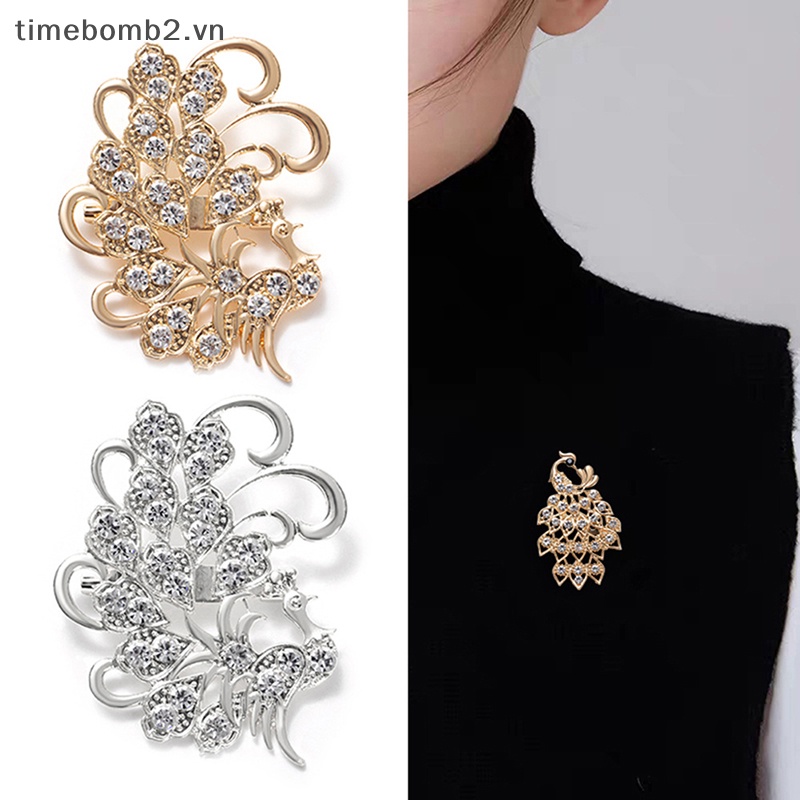 Ghim Cài Áo Hình Chim Công Đính Đá Thời Trang Cho Nữ