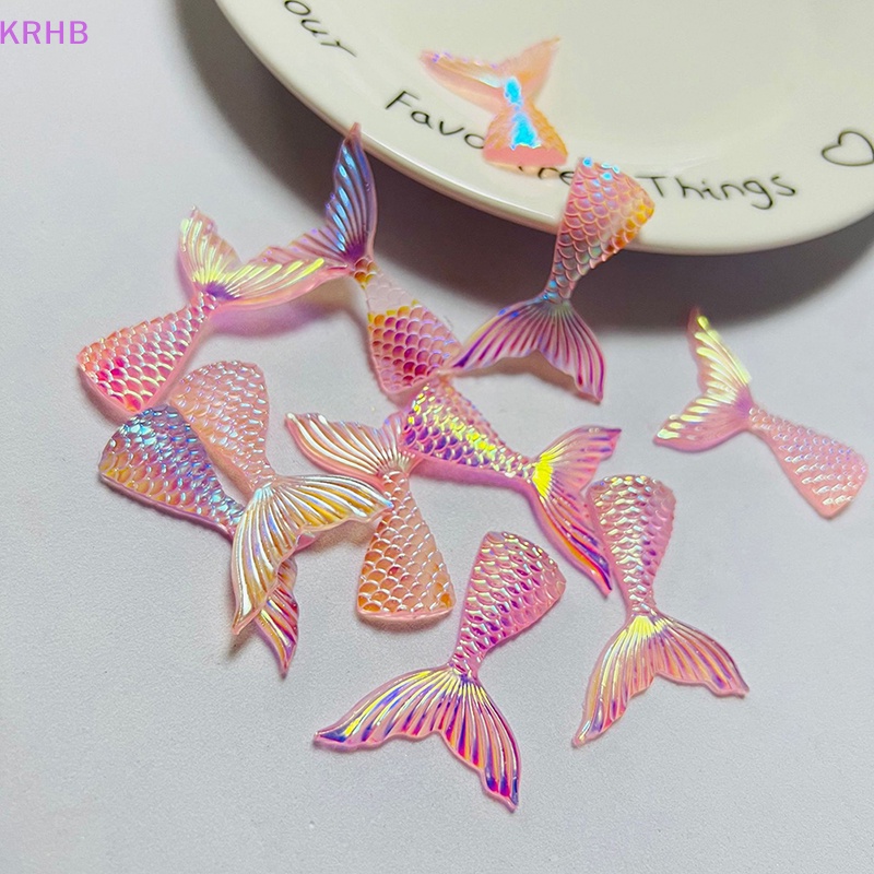 Set 5 Phụ Kiện Mặt Dây Chuyền Thủ Công Hình Đuôi Nàng Tiên Cá Bằng Nhựa Phát Quang Nhiều Màu Trang Trí Cho Nữ Mới