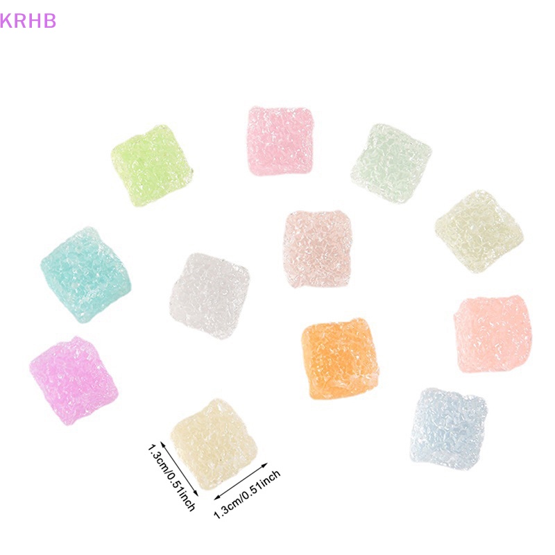 Bộ 10 Mô Hình Đồ Ăn Dạ Quang Mini Bằng Nhựa Resin Hình Vuông Nhiều Màu Sắc Dùng Trang Trí Sổ Tay / Điện Thoại Mới