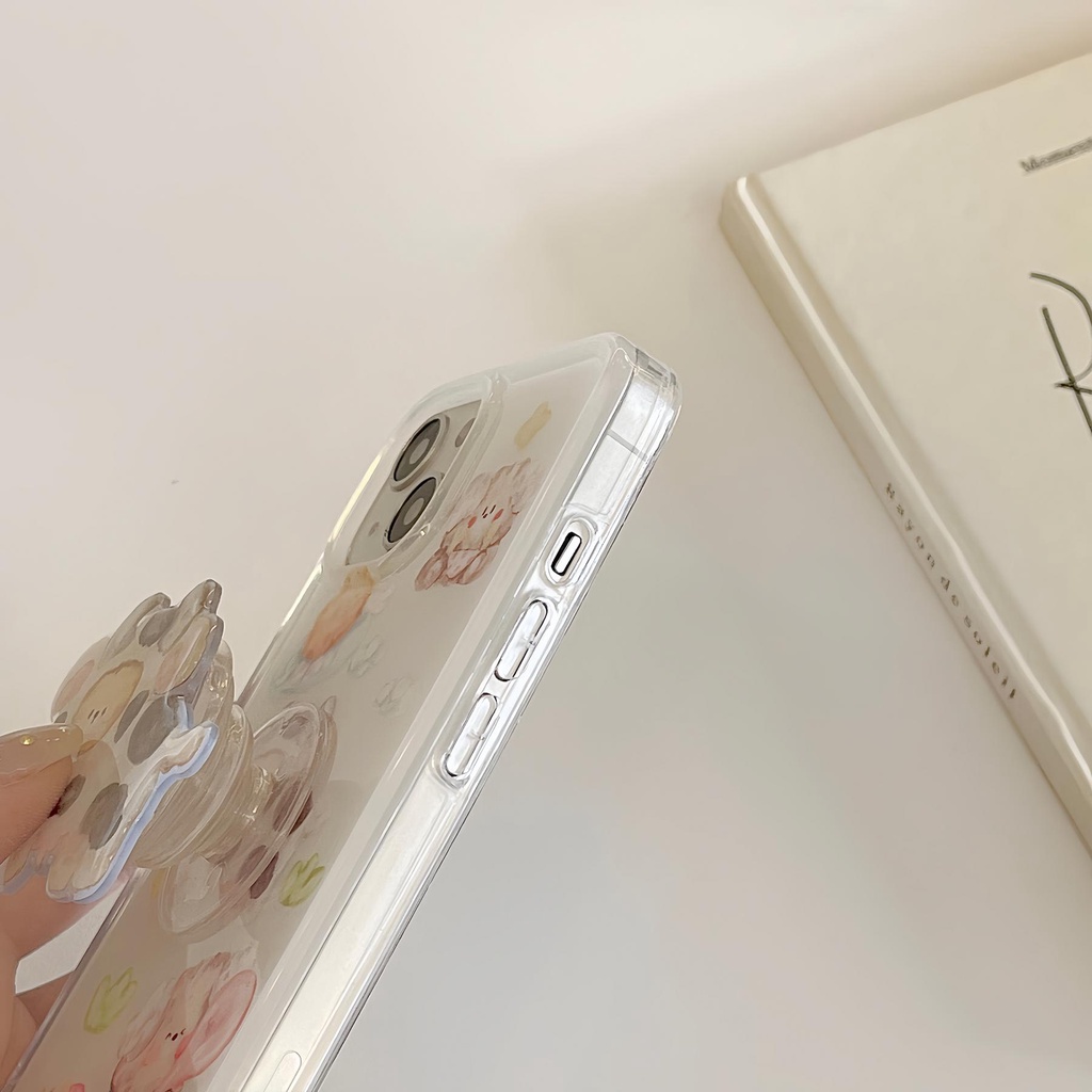 Ốp Điện Thoại Imd Mềm Trong Suốt Hai Mặt Họa Tiết Bò Hoạt Hình Cho iPhone 14 13 12 11 PRO MAX