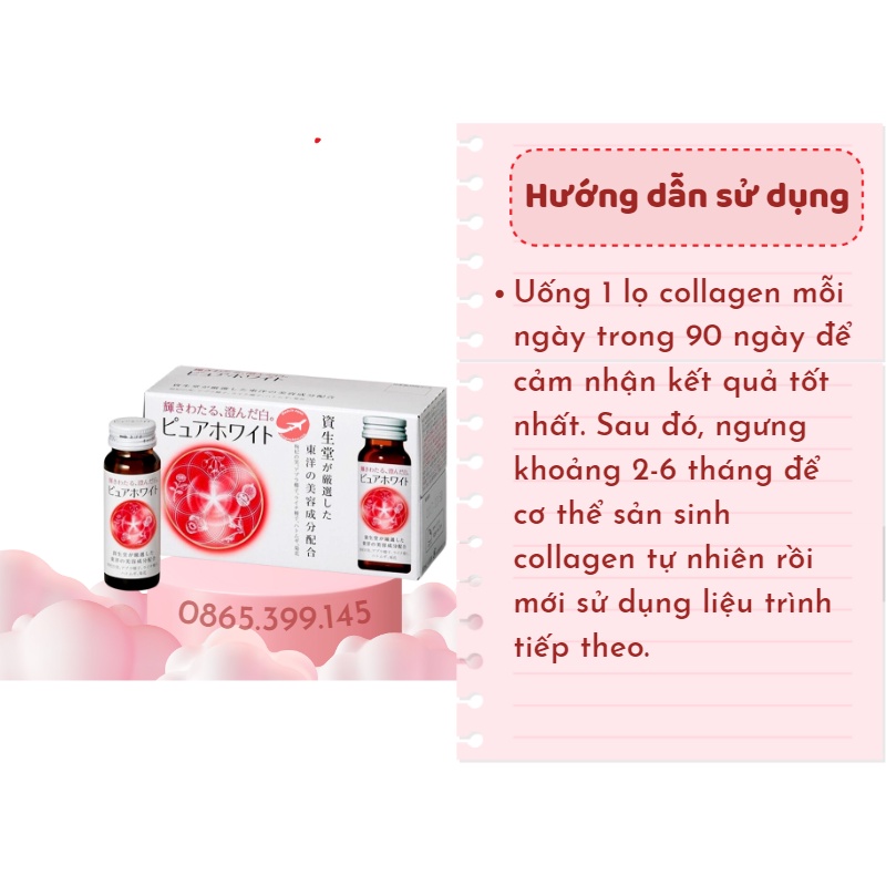 Nước uống Vitamin C Shiseido Pure White 1 hộp 10 lọ - Nhật Bản