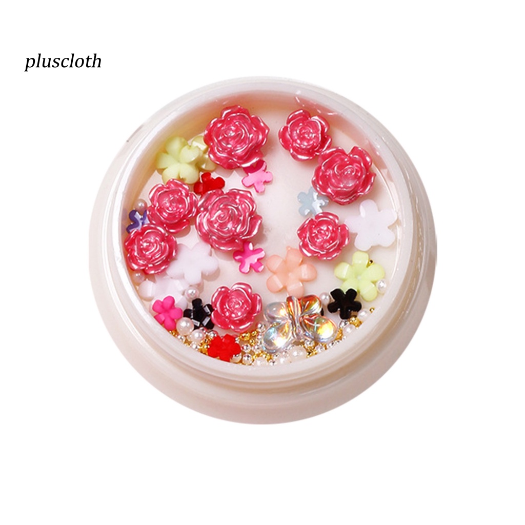 1 Hộp Phụ Kiện Trang Trí Móng Điện Thoại Hình Cánh Hoa Trà 3D Nhiều Màu Sắc