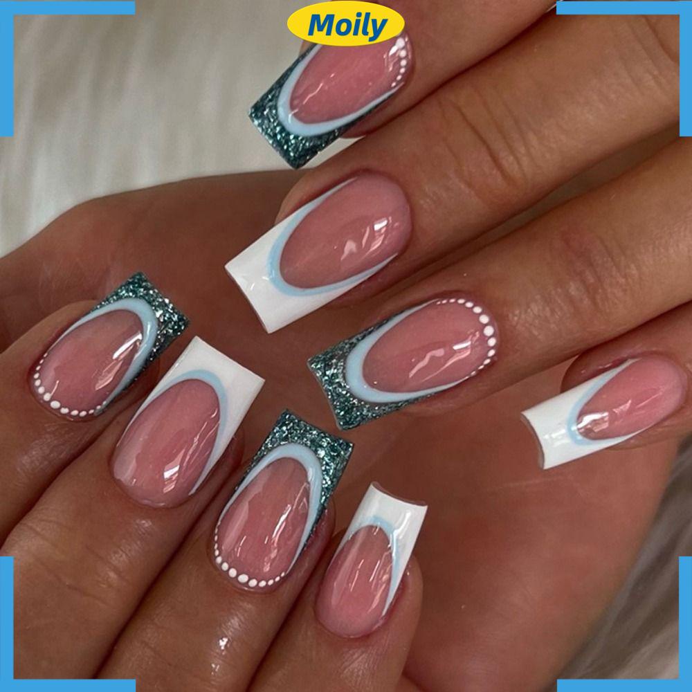 Bộ Móng Tay Giả Dạng Nhấn Che Phủ Toàn Diện Đầu Vuông DIY