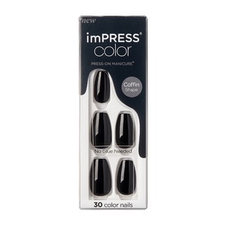 Color press-on manicure coffin all black