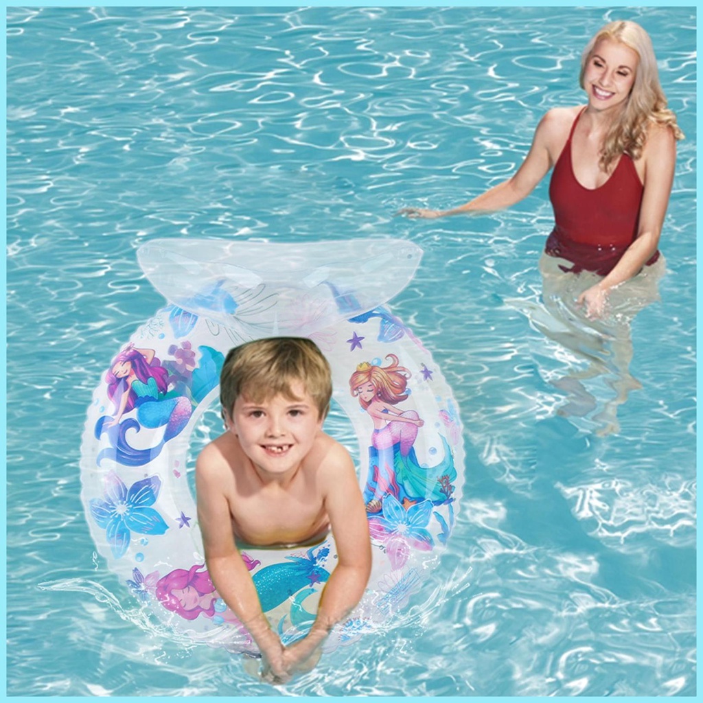 Phao Bơi Bơm Hơi Kiểu Hoạt Hình Dễ Thương Trong Suốt Chống Rách Tiện Dụng