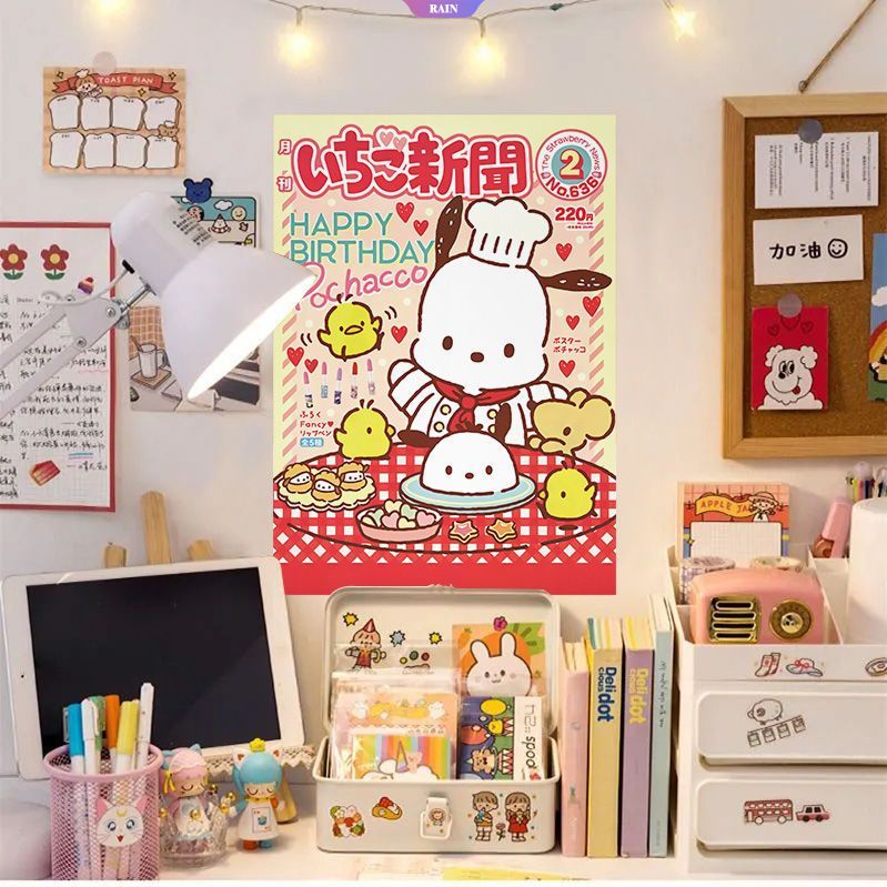 Giấy Dán Tường Hình Cinnamoroll Hello Kitty My Melody Kuromi Pochacco Pom Pom Purin Sanrio Dễ Thương Phong Cách Nhật Bản DIY Trang Trí Phòng Trẻ Em [RAIN]